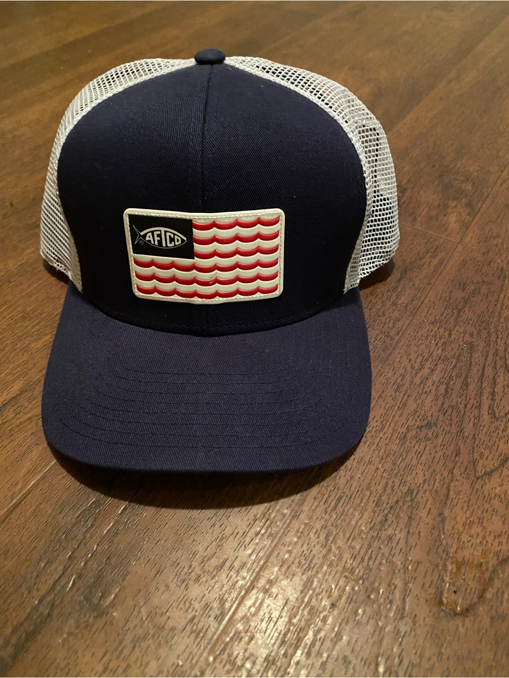 AFTCO Navy and White Patch Trucker Hat